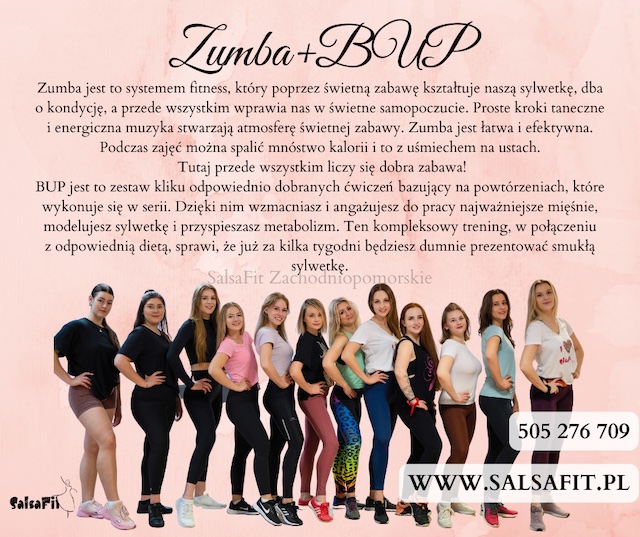 obrazek promujący zajęcia Salsy, a na obrazku kilkanaście kobiet