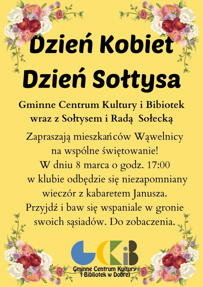 plakat promujący dzień kobiet w Wąwelnicy